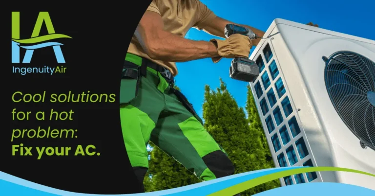 Man repairing an air conditioner not cooling.