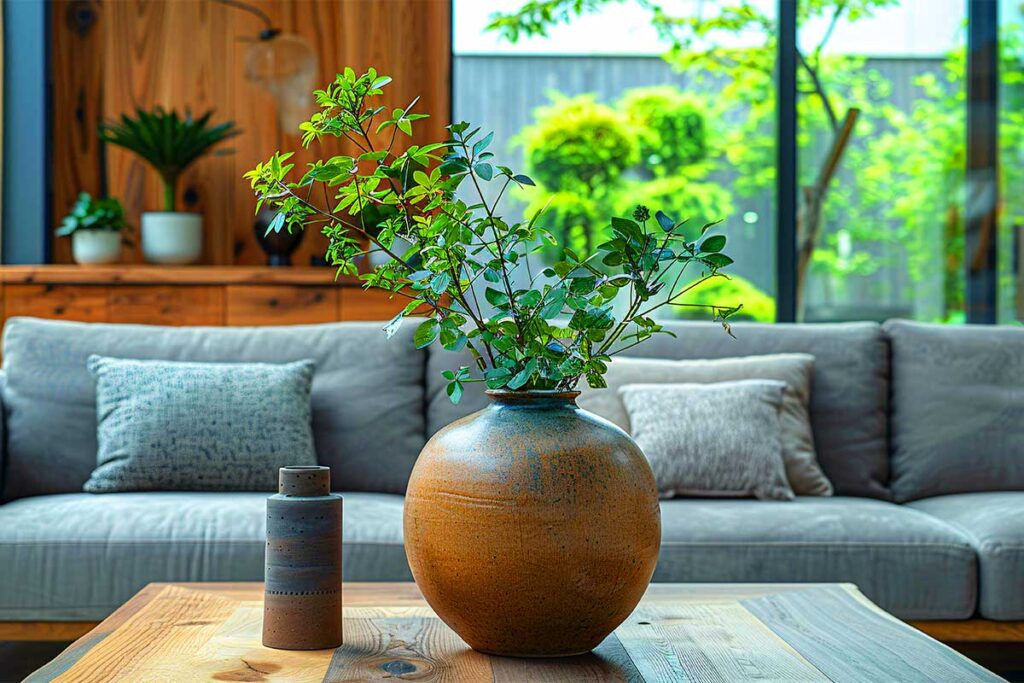 plant on coffee table in living room